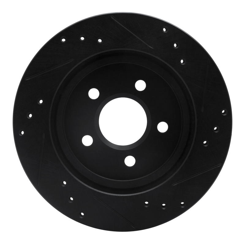 Ford Thunderbird Brake Rotor (1) - Rear Left - R1 Concepts - Drilled & Slotted - Black - `00-`06